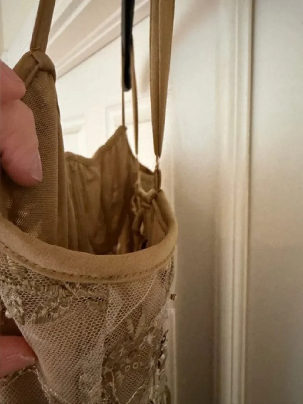 House Of CB Elegant Gold Floral Embroidered Gown. - Picture 14 of 15